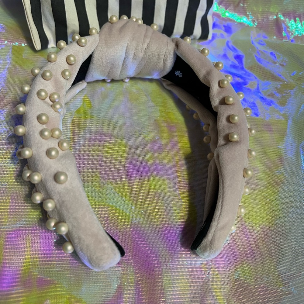 Lele Sadoughi Pinkish Purple Beaded Headband EUC